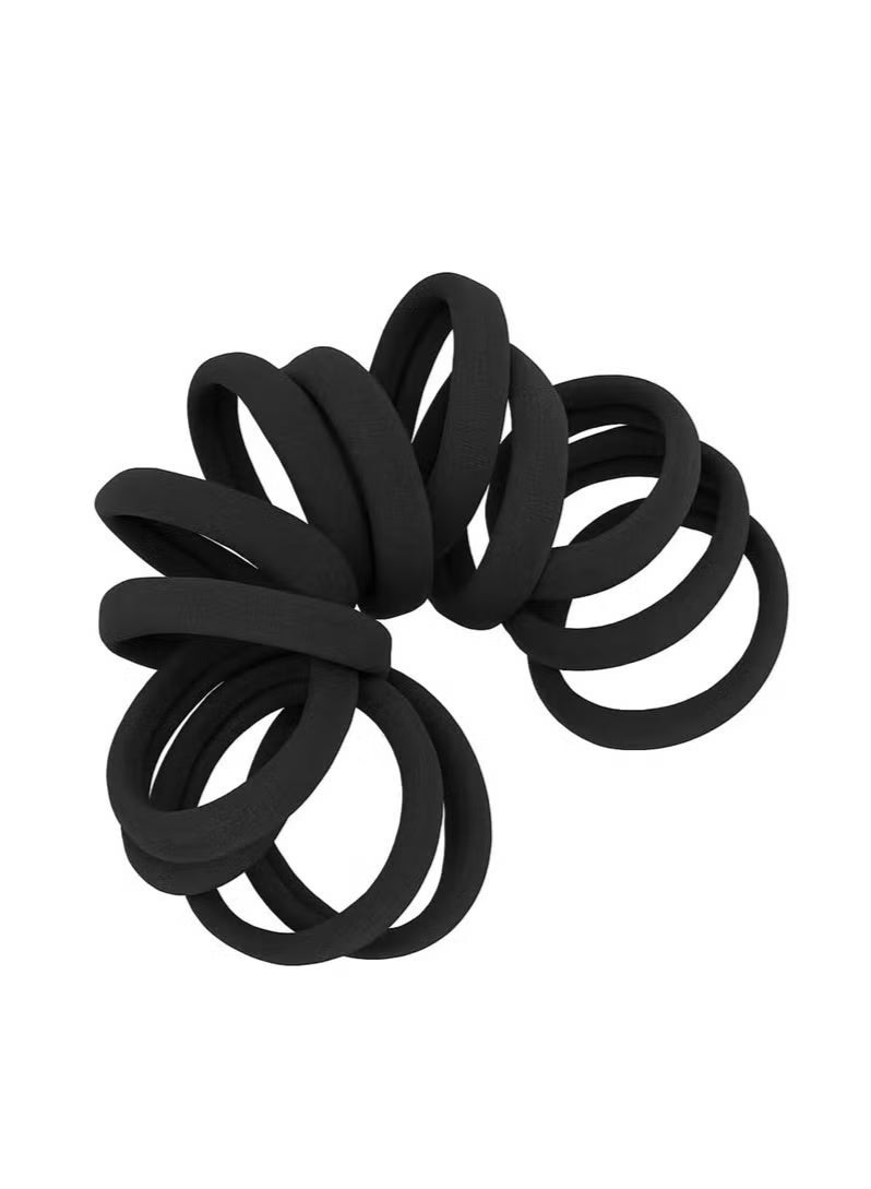 Star Beja 12 Pcs Black Hair Ties for Women & Girls | Soft, Seamless, No-Metal Elastic Ponytail Holders | Strong Stretch, No Damage, All-Day Comfort - Image 1